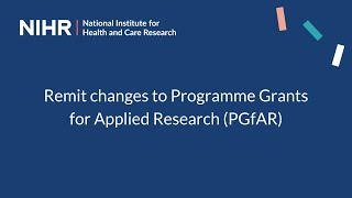 Remit changes to Programme Grants for Applied Research [upl. by Zacharia]