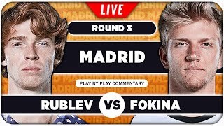 RUBLEV vs FOKINA • ATP Madrid 2024 • LIVE Tennis PlaybyPlay Stream [upl. by Eeltrebor442]