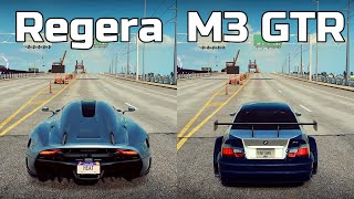 NFS Heat Koenigsegg Regera vs BMW M3 GTR  Drag Race [upl. by Assened]