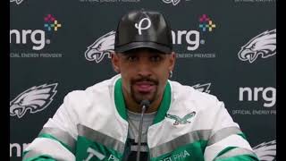 Jalen Hurts on Railing Collapsing with Eagles fans falling [upl. by Royo]