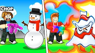 ROBLOX CHOP AND FROSTY PLAY WITH FLAMETHROWER AND SNOWMAN [upl. by Neeuq320]