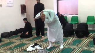 Sunni Deoband Wahabi Praying in a Shia mosque during Muharam Juloos great sign of unity [upl. by Edialeda]