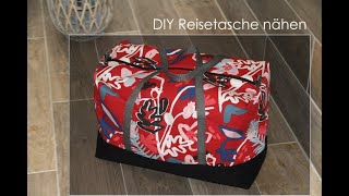 DIY Reisetasche  Travel Bag  mit einfacher Innentasche  nähen sewing [upl. by Annaihs]