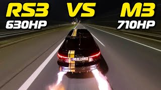 630HP Audi RS3 vs 710HP BWM M3  900HP Dodge Charger [upl. by Liamsi]