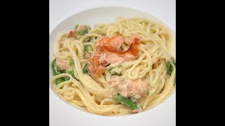 Recept Pasta warm gerookte zalm met groene asperges [upl. by Merridie888]