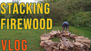 Stacking firewood Norwegian Round Style also called Holz Hausen [upl. by Adamec]