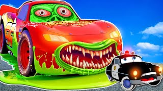 TRANSPORTING PIXAR CARS amp FRUITS WITH COLORED amp JOHN DEERE vs CLAAS vs TRACTORS  BeamNGdrive [upl. by Nalyac]