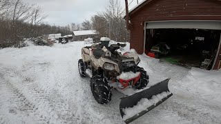 Polaris Scrambler 850 Plowing Deep Snow [upl. by Yssirhc]