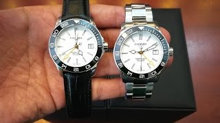 Trên tay Christopher Ward C60 trident Pro GMT Ceramic Dây da amp Dây thép [upl. by Mcmillan]