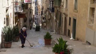 Valletta St Ursula Street steps scene with church bells ringing [upl. by Rafael]