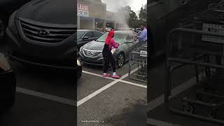 Grocery employee SMASHES smoke filled car 😱 [upl. by Amihc655]