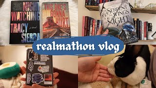 Reading a new fav thriller vampire romantasy amp a slasher  Realmathon Vlog 📖⚔️ [upl. by Nilrev597]