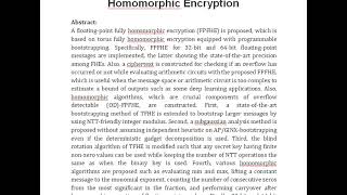 Overflow Detectable Floating Point Fully Homomorphic Encryption [upl. by Coralie]