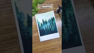 Misty green forest  Easy art watercolor art shorts shortvideo aesthetic aquarelle painting [upl. by Penelopa]