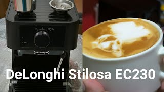 Unboxing dan testing mesin kopi espresso Delonghi Stilosa EC230BK daya rendah 1100 watt [upl. by Sarson]