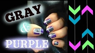 Gray and Purple nail art tutorial [upl. by Margret]