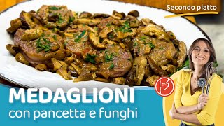 Medaglioni con pancetta e salsa ai funghi  Benedetta Parodi Official [upl. by Doralynn]