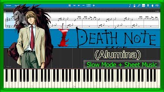 Alumina 😈 Death Note ED1 🍎 Slow  Sheet Music PIANO TUTORIAL 🎹 183 [upl. by Elyac]