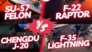 F22 Vs F35 Vs J20 Vs Su57 Which Stealth Fighter Is The Best [upl. by Atillertse]