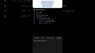 Disarium Number in python coding pythonlanguage programming python [upl. by Akcire]