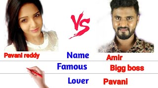 Amir 🆚 Pavani reddy englishcomparision bigg boss [upl. by Geerts644]