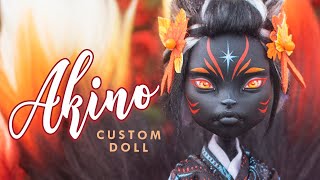 Akino the Black Kitsune • Japanese Folklore Collab with Daisy Stalls • Monster High Custom Doll [upl. by Prowel]