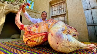 Cooking A Whole Huge Ostrich  60 KG Whole Ostrich Cooking in Village  Village Food Secrets [upl. by Odragde]