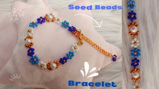 hand made bracelet with beads  pearl seed beads bracelet  bracelet making tutorial [upl. by Apicella]