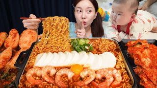 아기가 잠 든 사이 🌙 미소 몰래 신라면 밥까지 말아서 야무지게 먹방 While the baby is Sleep Korean Ramen Mukbang ASMR Ssoyoung [upl. by Claretta]