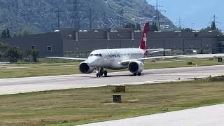 Embraer E190E2 HBAZD Helvetic Airways landing Sion airport Valais Switzerland 13062024 [upl. by Yurt380]