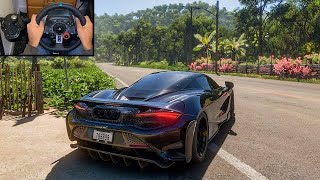 1000HP McLaren 765LT  Forza Horizon 5  Steering Wheel Gameplay [upl. by Shellans]