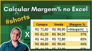 Calcular MARGEM  no Excel em segundos 🔥 shorts [upl. by Durwood]