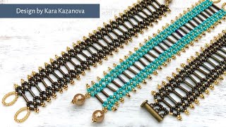 Cleopatra bracelet tutorial  Flat netting  Beaded Bracelet [upl. by Dino65]