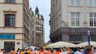 Dutch fans on the Marketsquare in Leipzig with a football [upl. by Reger]