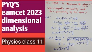 Previous eamcet questions amp solving problems on dimensional analysis part2 physicsstudytime9614 [upl. by Ethben]