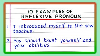 EXAMPLES OF REFLEXIVE PRONOUN  5 EXAMPLES  10 EXAMPLES OF REFLEXIVE PRONOUN  IN ENGLISH GRAMMAR [upl. by Hamel]