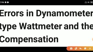 Elect Meas Lec 32 Errors in Dynamometer type Wattmeter and Compensation Part 1 [upl. by Craven]