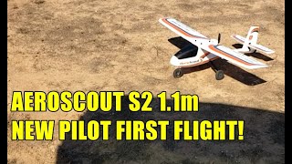 Horizon Hobby AeroScout S2 11m new pilot first flight [upl. by Yhtomit]