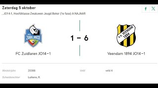 Voetbalwedstrijd 05102024 Zuidlaren JO141 tegen Veendam1894 JO1401 [upl. by Cirre]