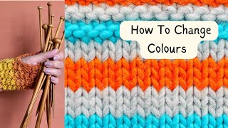 How To Change Colour When Knitting  Lesson 5 [upl. by Sialac]