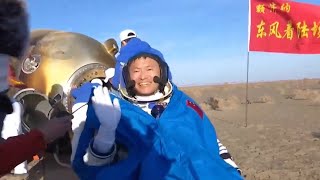 Chinese astronaut Gui Haichao out of reentry capsule [upl. by Falk195]