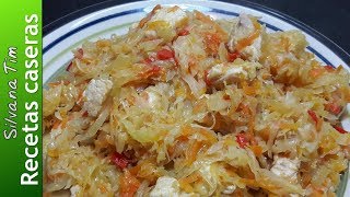 Receta de REPOLLO GUISADO guiso con PECHUGA DE POLLO [upl. by Nodroj243]