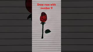 Draw rose 🌹 with number 9 [upl. by Sharp]