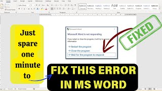 🔥Fixed How To Fix Microsoft Word Is Not Responding Starting Or Opening On Windows PCs just 1 Mint [upl. by Alica]