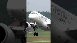 CloseUp Takeoff Helvetic Airways E190E2 Departure at Bern [upl. by Einahpit]