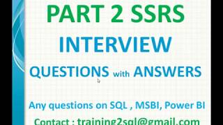 SSRS Interview Questions with Answers Part 2 [upl. by Eolanda]