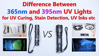 Difference Between 365nm and 395nm UV Lights for UV Curing Stain Detection UV inks etc [upl. by Karin676]