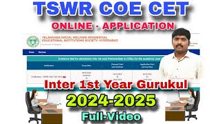 Inter Gurukul Online Application TSWR COE CET 2024 [upl. by Jacobine67]