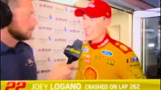 Joey Logano Interview After Crash Leads to Him Missing Next Round of Playoffs [upl. by Alemak]