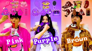 COLOR FOOD MUKBANG🔥 Pink🧠 • Purple😈 • Brown💩 [upl. by Urbain]